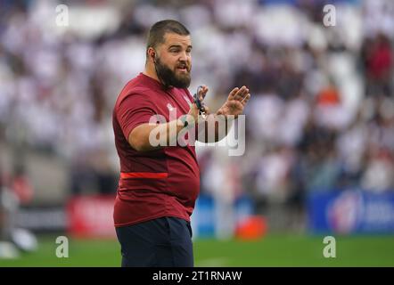 L'entraîneur de Scrum de l'Angleterre Tom Harrison avant le match de quart de finale de la coupe du monde de Rugby 2023 au Stade Vélodrome de Marseille, France. Date de la photo : dimanche 15 octobre 2023. Banque D'Images