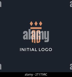 AG logo initial avec conception d'icône de pilier, logo de style monogramme de luxe pour le cabinet d'avocats et avocat graphique vectoriel Illustration de Vecteur