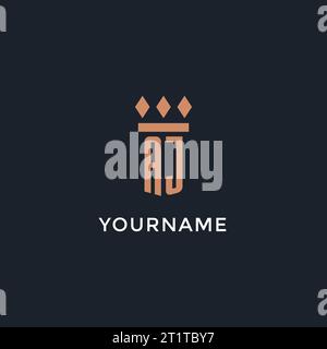 Logo AJ initial avec conception d'icône de pilier, logo de style monogramme de luxe pour le cabinet d'avocats et avocat graphique vectoriel Illustration de Vecteur