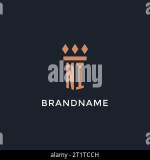 NI logo initial avec la conception d'icône de pilier, logo de style monogramme de luxe pour le cabinet d'avocats et avocat graphique vectoriel Illustration de Vecteur
