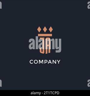 JA logo initial avec la conception d'icône de pilier, logo de style monogramme de luxe pour le cabinet d'avocats et avocat graphique vectoriel Illustration de Vecteur