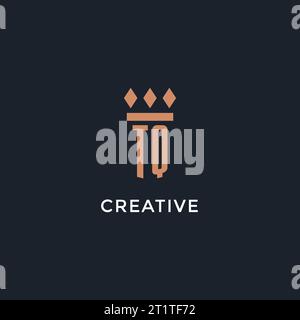 Logo TQ initial avec conception d'icône de pilier, logo de style monogramme de luxe pour le cabinet d'avocats et le graphique vectoriel d'avocat Illustration de Vecteur