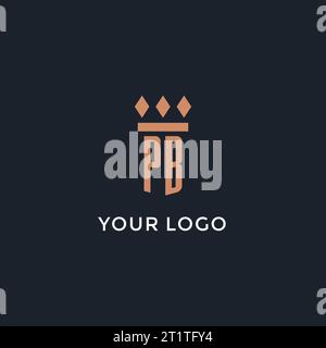 Logo PB initial avec conception d'icône de pilier, logo de style monogramme de luxe pour le cabinet d'avocats et avocat graphique vectoriel Illustration de Vecteur