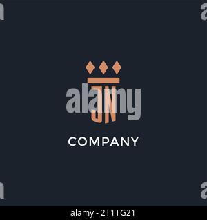 JN logo initial avec la conception d'icône de pilier, logo de style monogramme de luxe pour le cabinet d'avocats et avocat graphique vectoriel Illustration de Vecteur