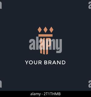 MP logo initial avec conception d'icône de pilier, logo de style monogramme de luxe pour le cabinet d'avocats et avocat graphique vectoriel Illustration de Vecteur