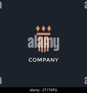 RA logo initial avec conception d'icône de pilier, logo de style monogramme de luxe pour le cabinet d'avocats et avocat graphique vectoriel Illustration de Vecteur