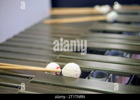 Le vibraphone est un instrument de musique percussif avec une certaine hauteur, appartenant à un groupe de métallophones Banque D'Images