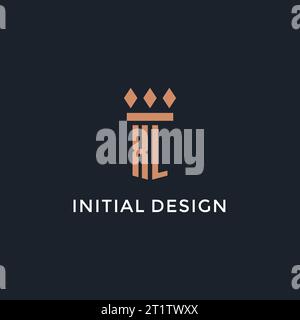 Logo XL initial avec conception d'icône de pilier, logo de style monogramme de luxe pour le cabinet d'avocats et avocat graphique vectoriel Illustration de Vecteur