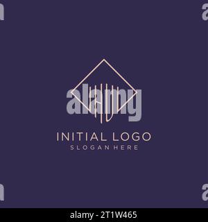 Initiales HU logo monogramme avec graphisme vectoriel de conception de style rectangle Illustration de Vecteur