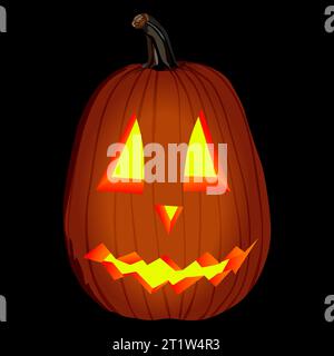 Citrouilles sculptées brillantes pour Halloween. Citrouille orange pour bannières, dépliants, affiches, cartes. Citrouille lanterne. Citrouille Jack o Lantern. Octobre. Vecteur il Illustration de Vecteur