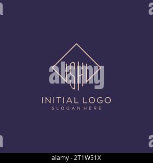 Initiales SH logo monogramme avec graphisme vectoriel de conception de style rectangle Illustration de Vecteur
