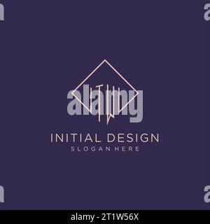 Initiales TW logo monogramme avec graphisme vectoriel de conception de style rectangle Illustration de Vecteur