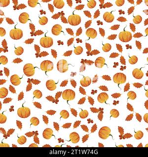 Vecteur d'illustration de fond sans couture de citrouille de chêne Halloween Illustration de Vecteur