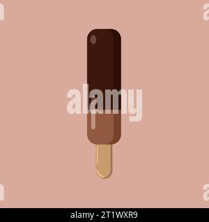 Crème glacée au chocolat sur un bâton, froid et délicieux deux couleurs. Vector, object, EPS10. Illustration de Vecteur