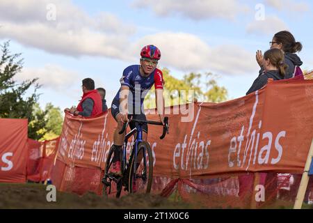 Waterloo, États-Unis. 15 octobre 2023. Néerlandais David Haverdings photographié en action lors de la première étape (1/14) de la coupe du monde de cyclocross UCI à Waterloo, Wisconsin, USA, dimanche 15 octobre 2023. BELGA PHOTO BILL SCHIEKEN crédit : Belga News Agency/Alamy Live News Banque D'Images