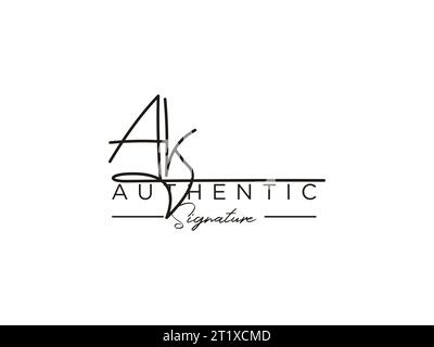 Modèle de logo de signature AK Vector. Illustration de Vecteur