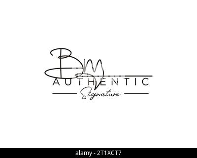 Modèle de logo de signature BM Vector. Illustration de Vecteur