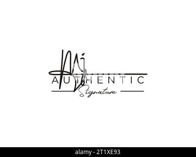 Modèle de logo signé MJ Vector. Illustration de Vecteur