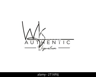 WK Signature logo Template Vector. Illustration de Vecteur