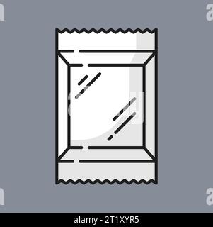 Icône de ligne de couleur d'emballage de sac de poche isolé d'emballage de doy alimentaire en aluminium. Paquet d'oreiller de vecteur pour la production alimentaire, emballage en plastique de sac de collation, Illustration de Vecteur