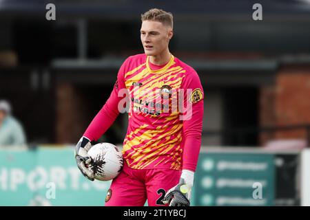 Southport v Gloucester City 14 octobre 2023 Big Help Stadium .Southport. Vanarama National League North. Gardien de but de Gloucester Zach Jeacock photo par Alan Edwards pour f2images Banque D'Images