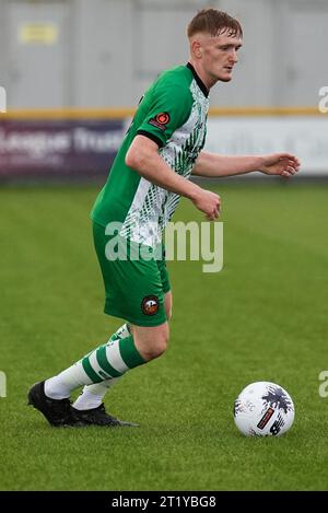 Southport v Gloucester City 14 octobre 2023 Big Help Stadium .Southport. Vanarama National League North. Harry Emmett en action pour Gloucester photo par Alan Edwards pour f2images Banque D'Images