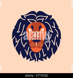 Concept de couleur Lion. Signe du zodiaque. Astrologie et horoscope. Prédictions et caractère humain. Feu d'élément. Règle Soleil Illustration de Vecteur