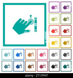 Pour faire défiler vers le haut, faites défiler vers le haut les icônes de couleur plate avec des cadres quadrants sur fond blanc Illustration de Vecteur