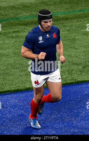 Saint Denis, France. 15 octobre 2023. Julien Mattia/le Pictorium - France - Afrique du Sud - coupe du monde de Rugby - 15/10/2023 - France/Seine-Saint-Denis/Saint-Denis - Antoine Dupont lors du match de quart de finale de la coupe du monde de Rugby entre la France et l'Afrique du Sud au Stade de France, Paris, le 15 octobre 2023. Crédit : LE PICTORIUM/Alamy Live News Banque D'Images