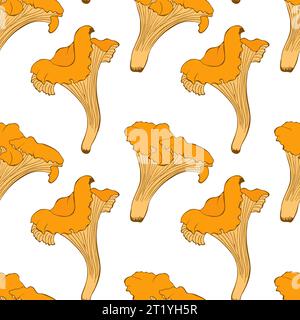 Motif avec chanterelles orange sur fond blanc. Illustration vectorielle Illustration de Vecteur
