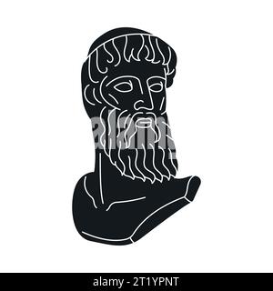 Statue de Zeus concept noir. dieu grec ancien isolé sur fond noir. Illustration numérique pour page web, application mobile, promo. Illustration de Vecteur