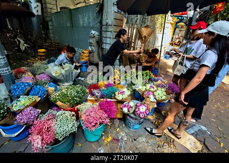 Vendeur de fleurs sur Phan Dinh Phung Street, Hanoi, Vietnam Banque D'Images