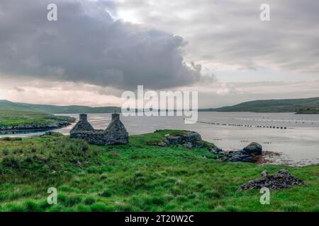 Ruiné shieling sur Great BERNERA, île de Lewis, Écosse Banque D'Images