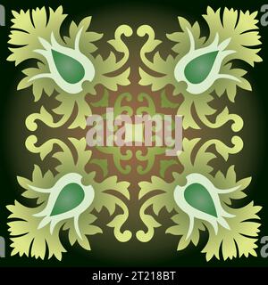 Mandala unique - Flower nature, feuillage, feuilles, Energy Wheel Circle Complex Symbol Décoration abstraite colorée Illustration de Vecteur
