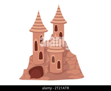 Château en pierre avec des tours pour illustration vectorielle de décor d'aquarium isolé sur fond blanc Illustration de Vecteur