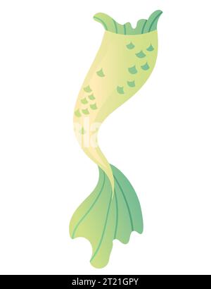 Queue de sirène pour costume ou cosplay illustration vectorielle de couleur verte isolée sur fond blanc Illustration de Vecteur