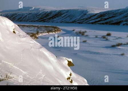 Photographie aérienne de la rivière Noatak dans la réserve nationale de Noatak, Alaska. Cette vue montre la rivière serpentant à travers le vaste paysage inhabité du nord de l'Alaska. Lieu : Alaska, réserve nationale de Noatak. Banque D'Images