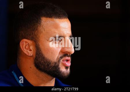 Kyle Walker de l'Angleterre lors d'une conférence de presse au Hotspur Way Training Ground, Londres. Date de la photo : lundi 16 octobre 2023. Banque D'Images