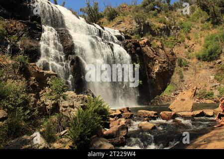 Mac Kenzie falls sur les falaises de pierre sombre dans les Grampians, mountainrange à Victoria, Australie Banque D'Images