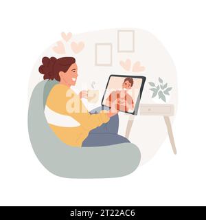 Discours quotidien illustration vectorielle isolée de dessin animé. Couple adolescent ayant la conversation en ligne, style de vie numérique adolescent, date en ligne, relation à distance, dessin animé de vecteur de communication quotidien. Illustration de Vecteur