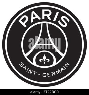Paris Saint Germain FC – PSG logo noir et blanc France système de ligue de football professionnel, Illustration vectorielle Résumé Noir et blanc im modifiable Illustration de Vecteur