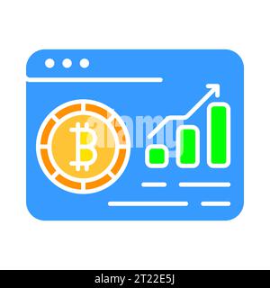 Bitcoin avec l'icône de ligne de graphique croissante. Crypto-monnaie, paiement électronique, ferme minière, anonymat. Icône de couleur de vecteur sur fond blanc pour les affaires a Illustration de Vecteur