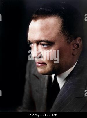 J. Edgar Hoover (1895-1972), directeur du FBI, Département de la justice, portrait de tête et d'épaule, New York World-Telegram et The Sun Newspaper Photography Collection, 1948 Banque D'Images