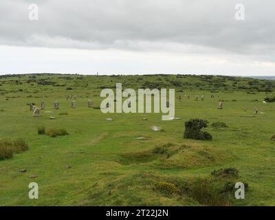 Les Hurlers Stone Circles sont des cercles de pierre de l'âge de pierre sur Bodmin Moor près de Minions Banque D'Images