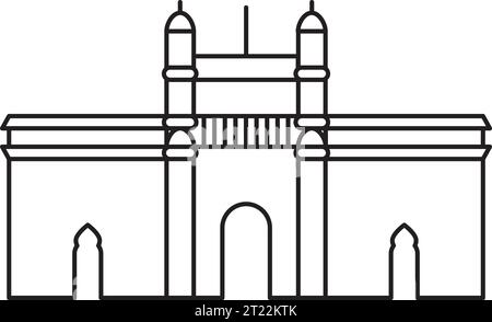 Dessin simple de contour noir de la PORTE DE L'INDE, MUMBAI Illustration de Vecteur