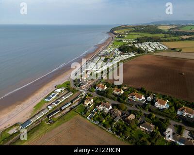 Une vue aérienne d'une plage Blue Anchor dans Somerset Royaume-Uni Banque D'Images