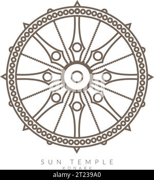 Konark Wheel - Temple du soleil - Odisha - icône en tant que fichier EPS 10 Illustration de Vecteur