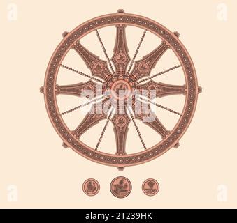 Konark Wheel - Temple du soleil - Odisha - icône en tant que fichier EPS 10 Illustration de Vecteur