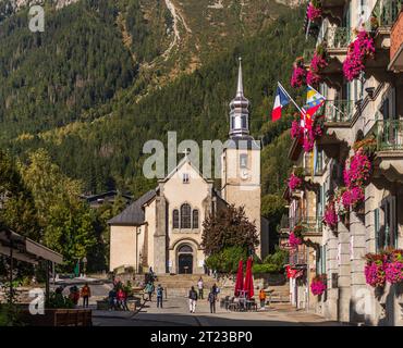 Église Saint Michel à Chamonix, haute Savoie, France Banque D'Images