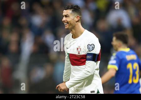 Zenica, Bosnie-Herzégovine. 16 octobre 2023. Cristiano Ronaldo du Portugal réagit lors de la qualification pour l'UEFA Euro 2024, groupe J, 8e tour, Bosnie-Herzégovine - Portugal au Bilino Polje Stadium, Zenica, 16 octobre 2023 photo : Armin Durgut/PIXSELL crédit : Pixsell/Alamy Live News Banque D'Images